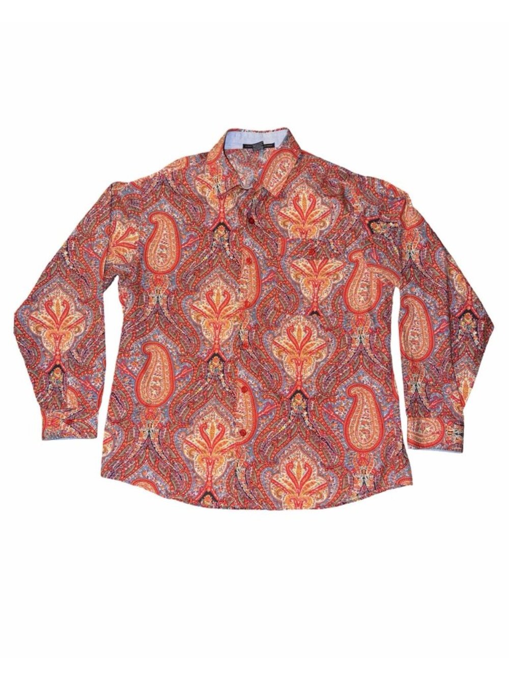Vintage 90's Martithe + Francois Girbaud Orange Paisley Long Sleeve Shirt XL